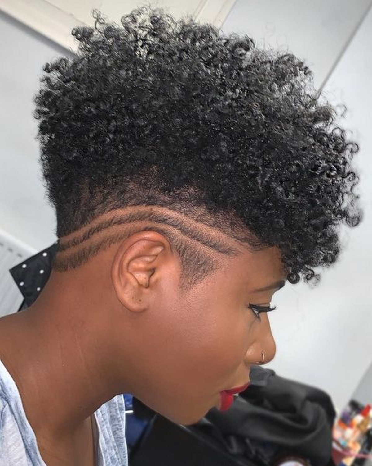 Half-Shaved Natural Hairstyle
