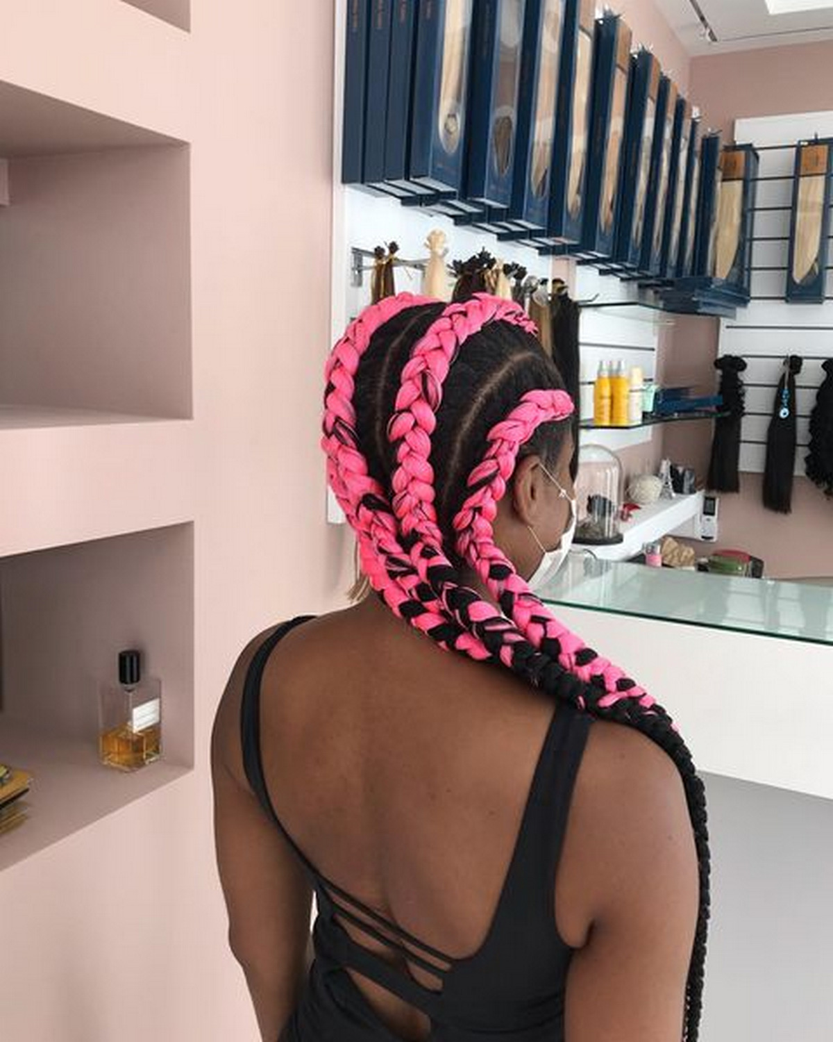 Cornrow Braids With Pink Highlights