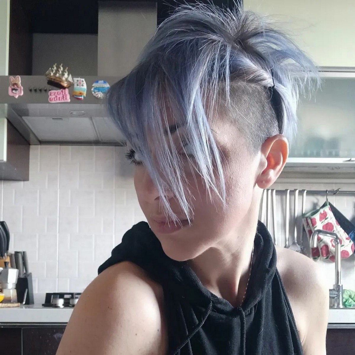Faded Silver-blue Shaved Hair