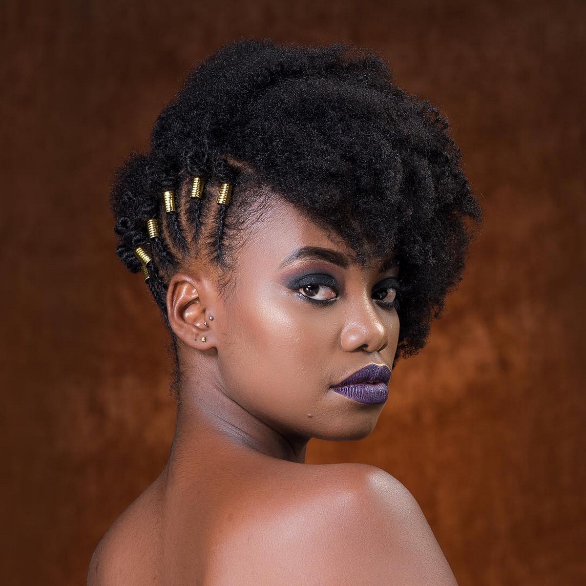 Asymmetrical Side-Swept Afro Natural Hair