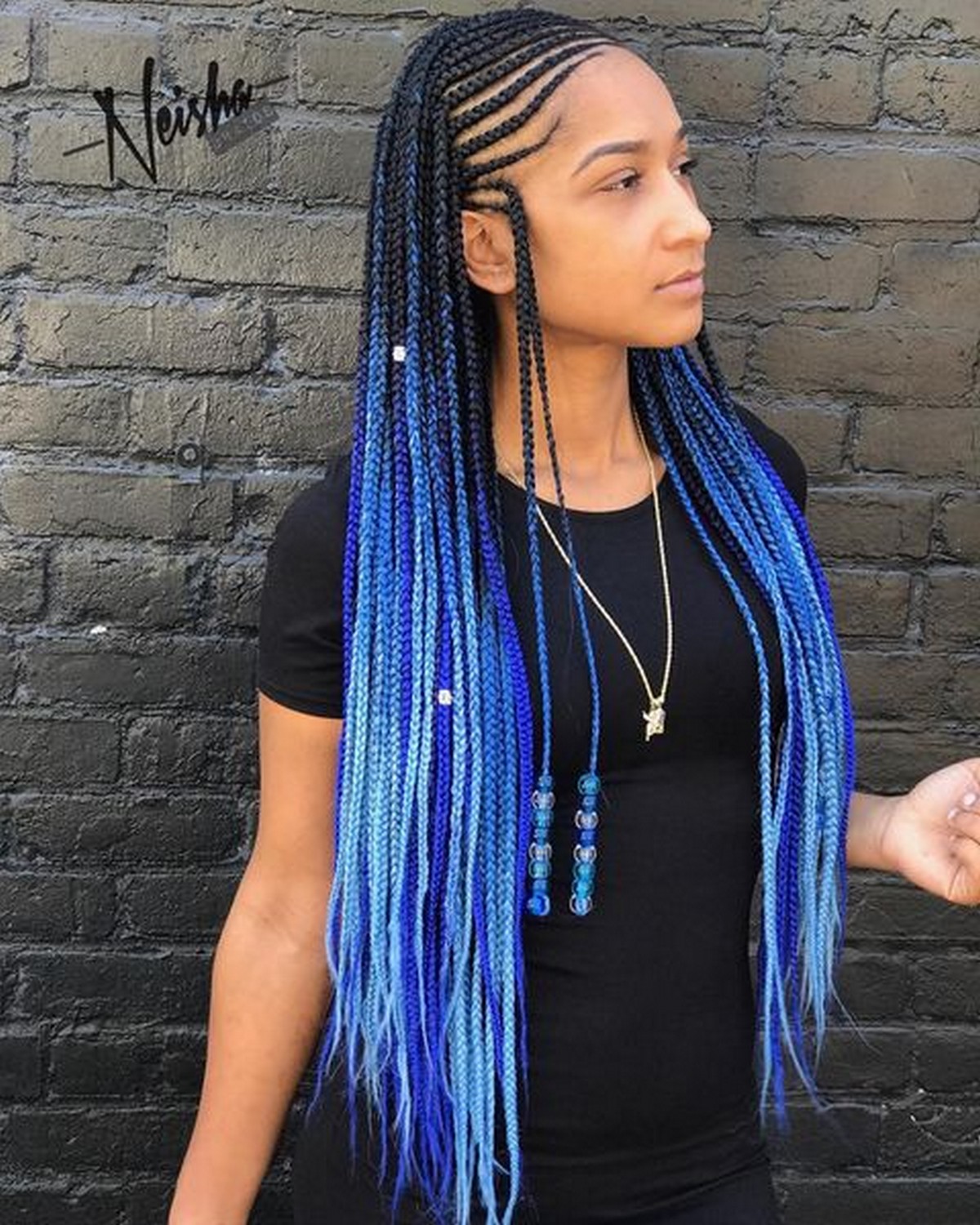 Extra-Long Blue Rainbow Braids
