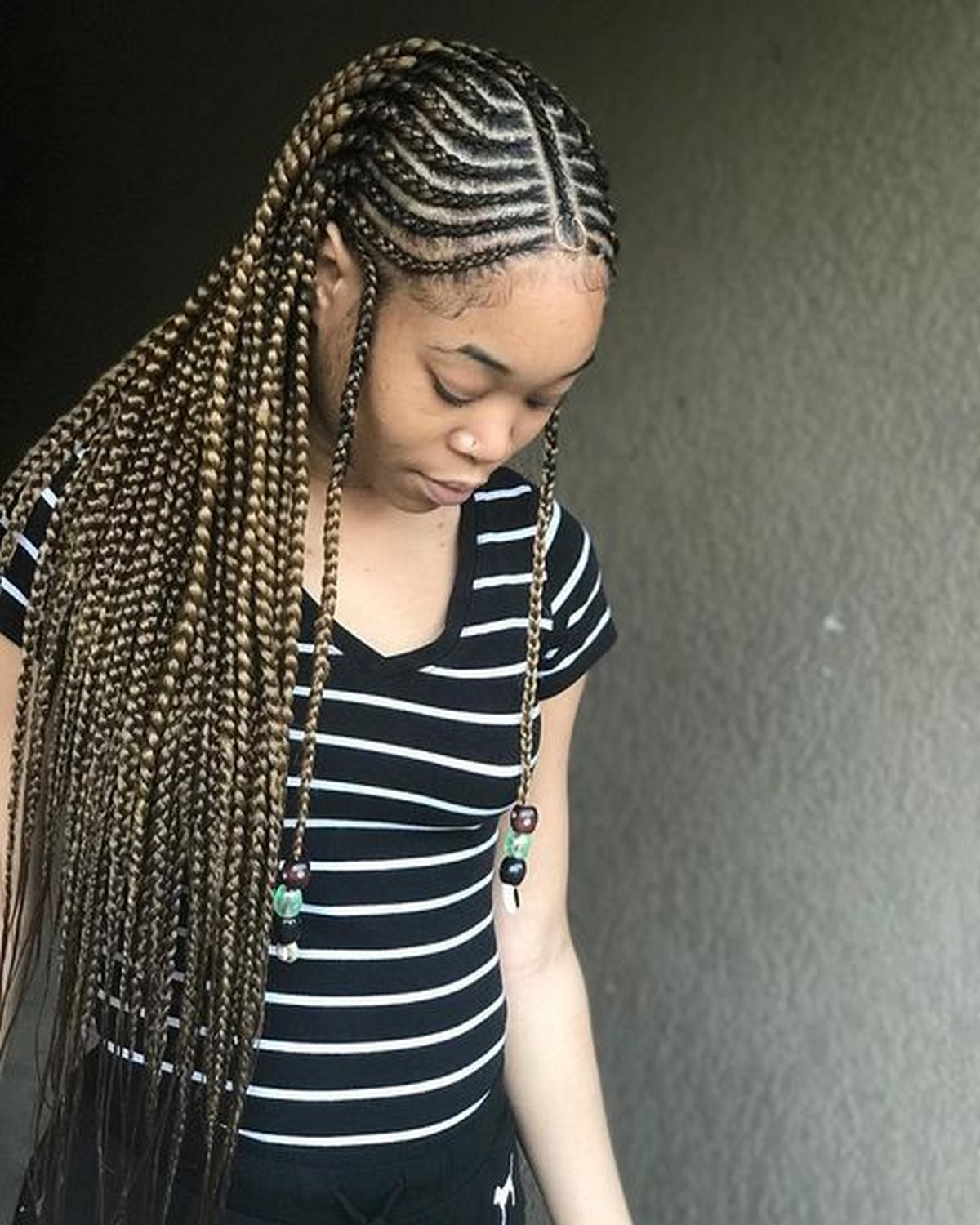 Classic Fulani Braids With Loose Cascading Plaits