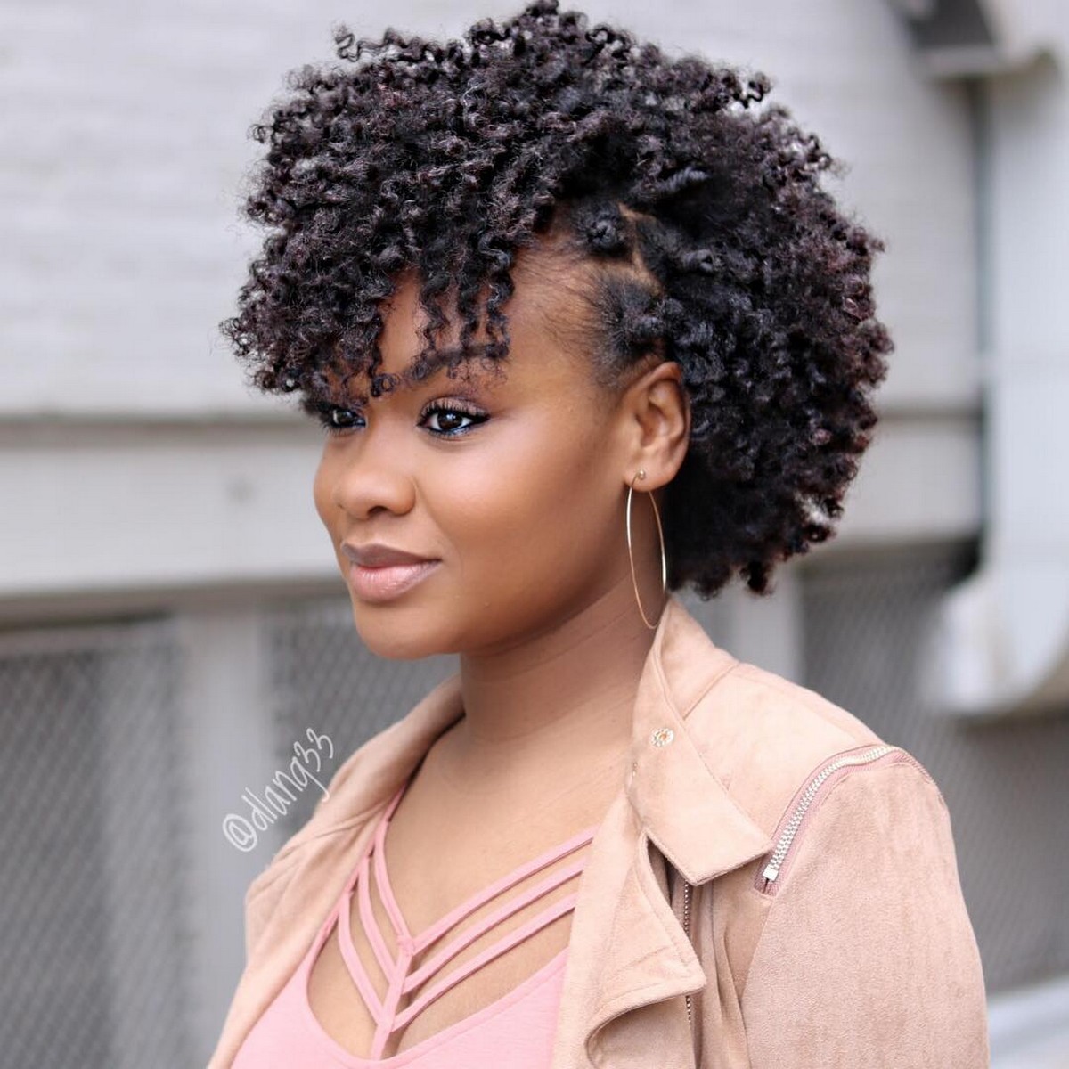 Short Natural Curls Hair with Side Bantu Knots