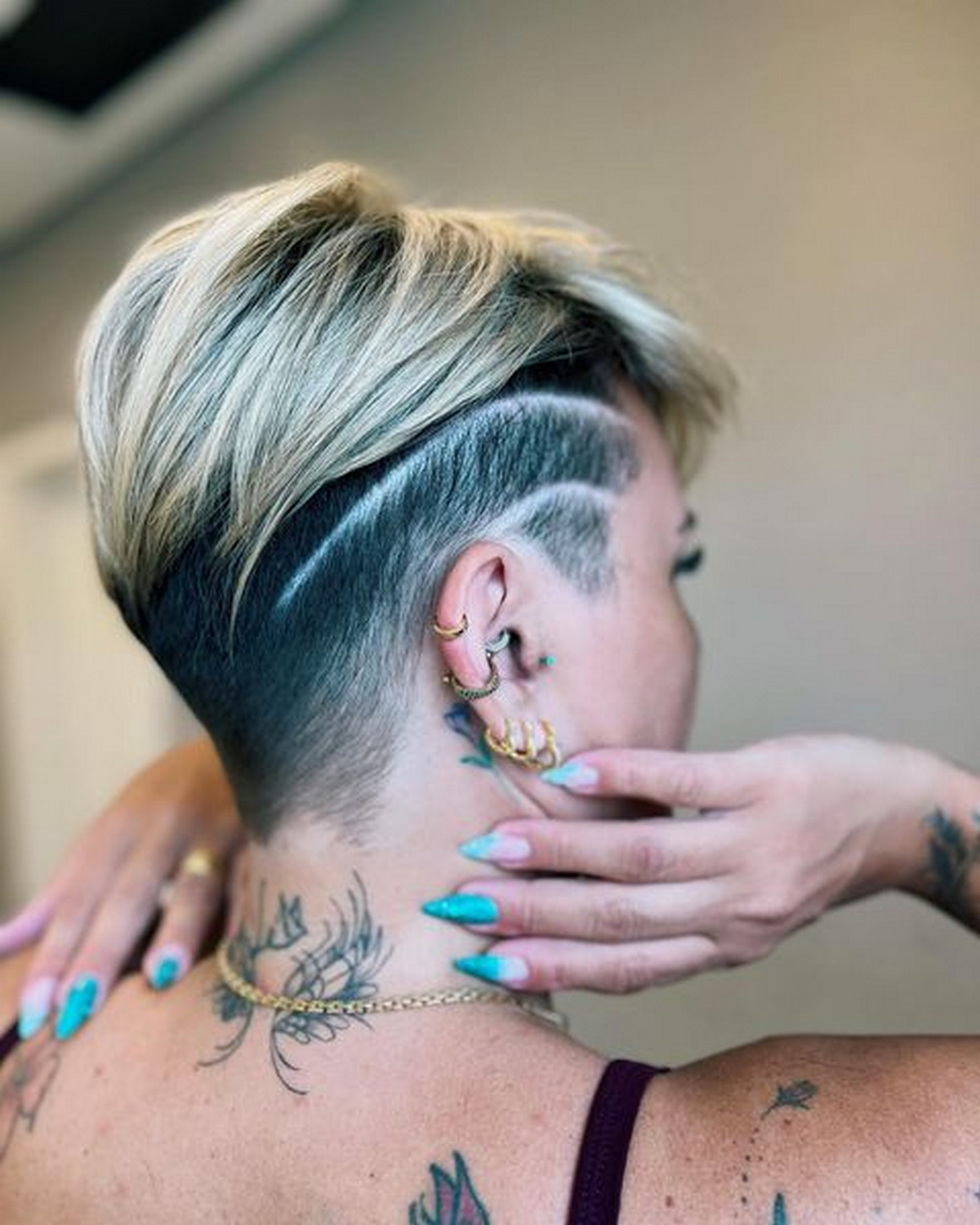 Blonde Pixie Undercut With Shadow Roots