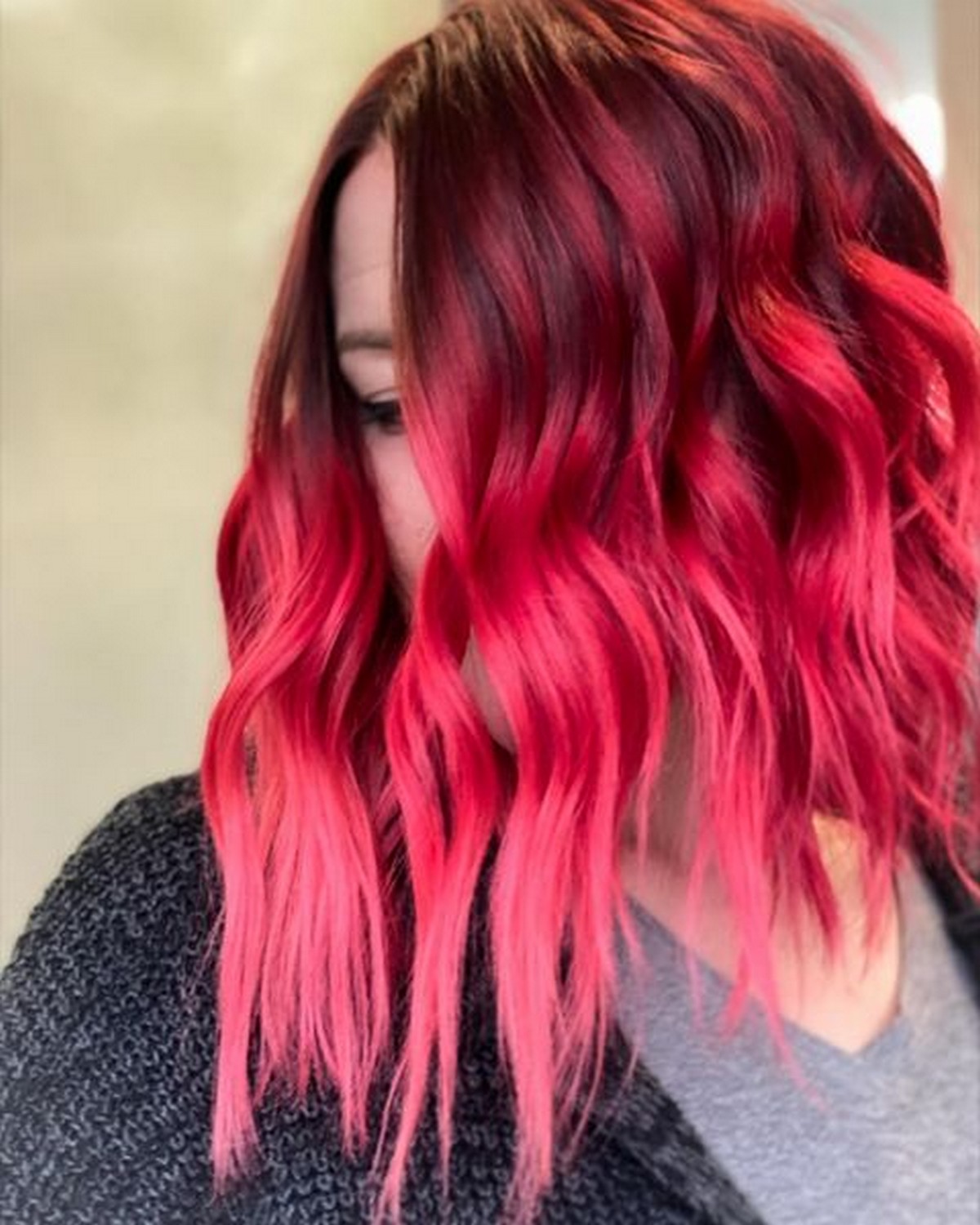 Neon Red Ombre Hair
