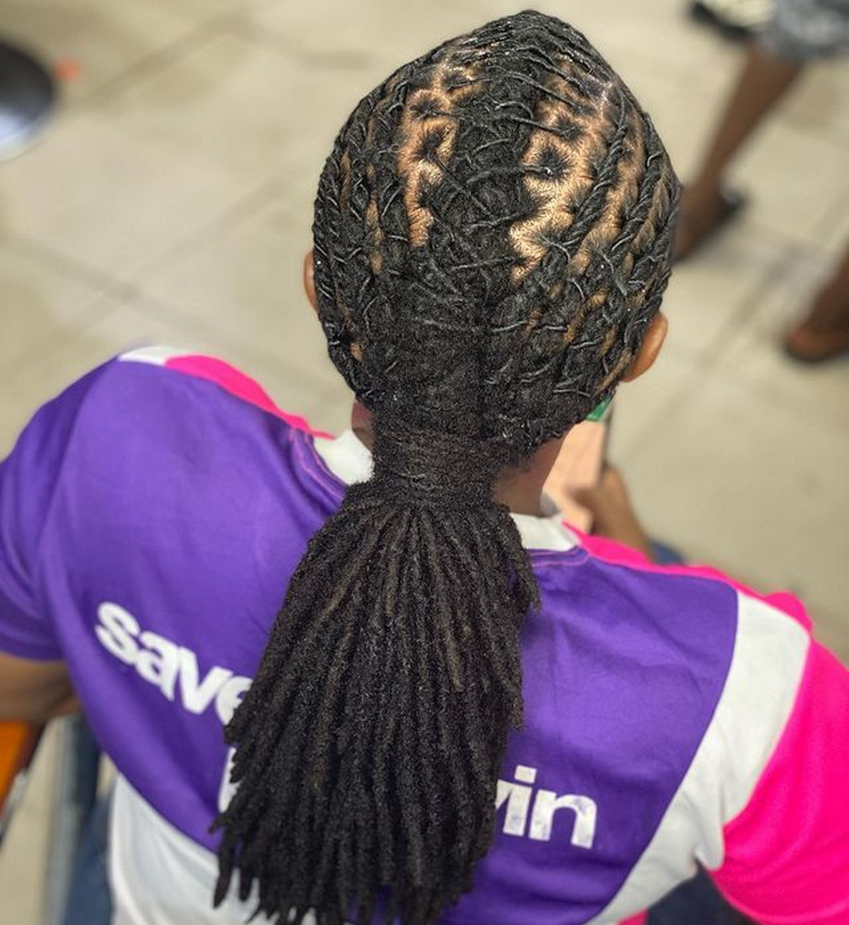 Retwist Dreadlocks With Low Ponytail For Medium Hair