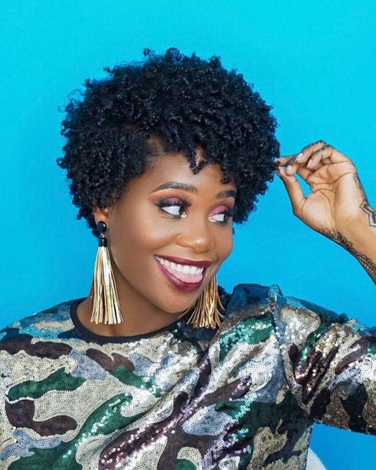 Tapered Hairstyle with Defined Natural Curls Hair
