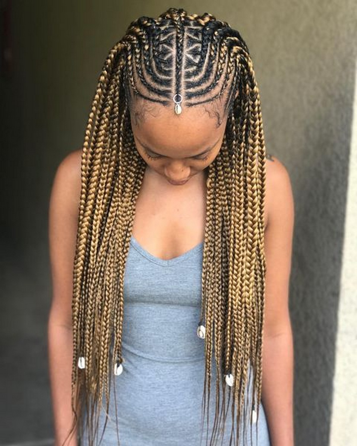 Artistic Fulani Braid Crown With Shell Adornments