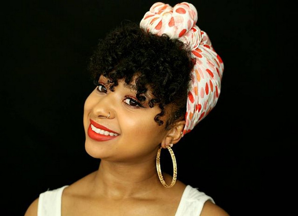 Knotted Natural Hair with Headscarf