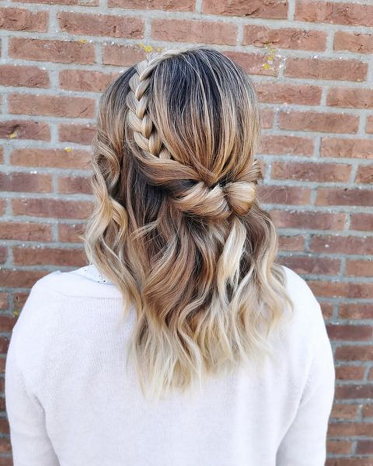 Half-Up Braid on Highlighted Hair