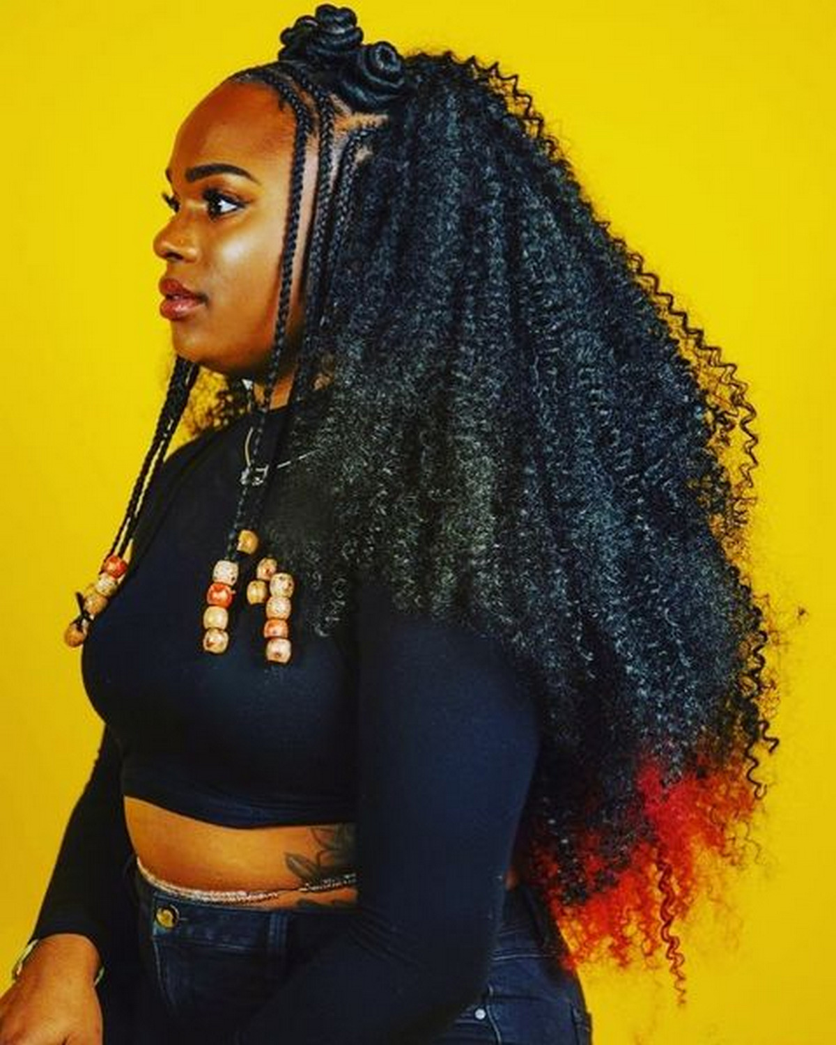 Tribal Braids With Bantu Knots And Crocheted Water Wave