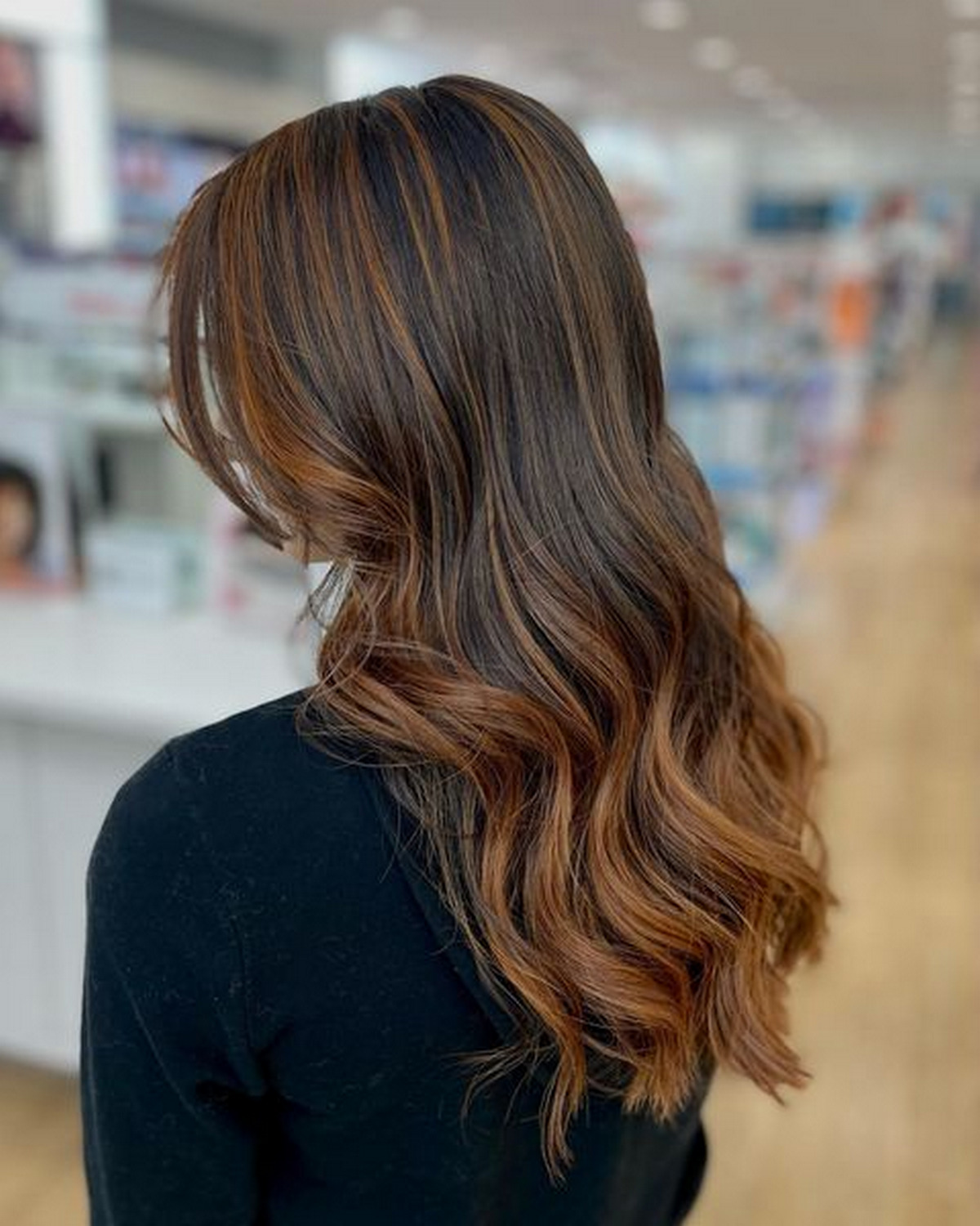 Black Hair And Copper Highlights