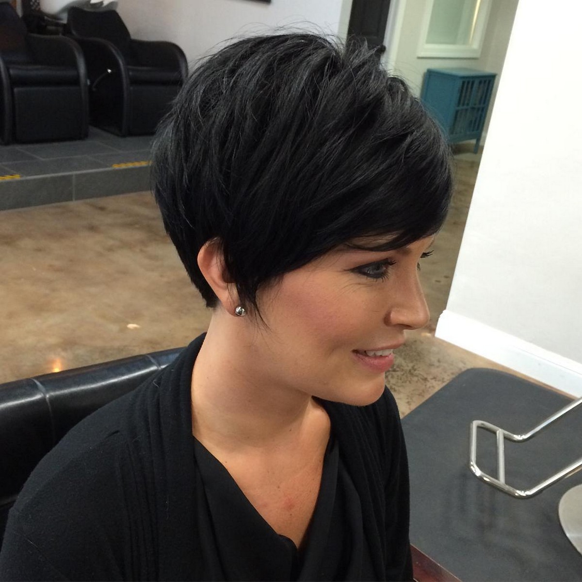 Dark Pixie Cut With Layers