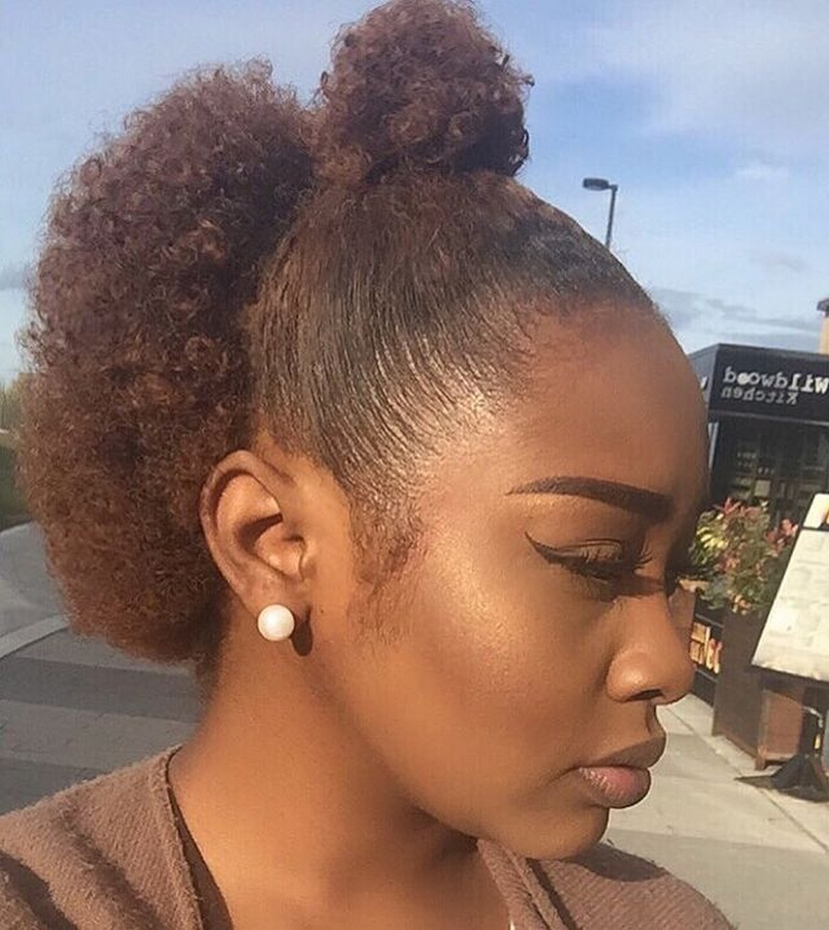 Top Knot Meets Afro Hairstyle