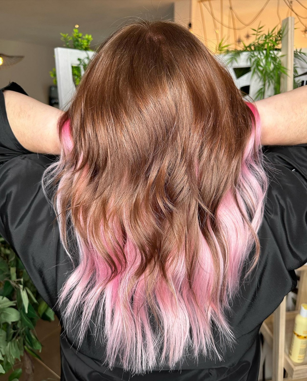 Pink Under Brown Hair