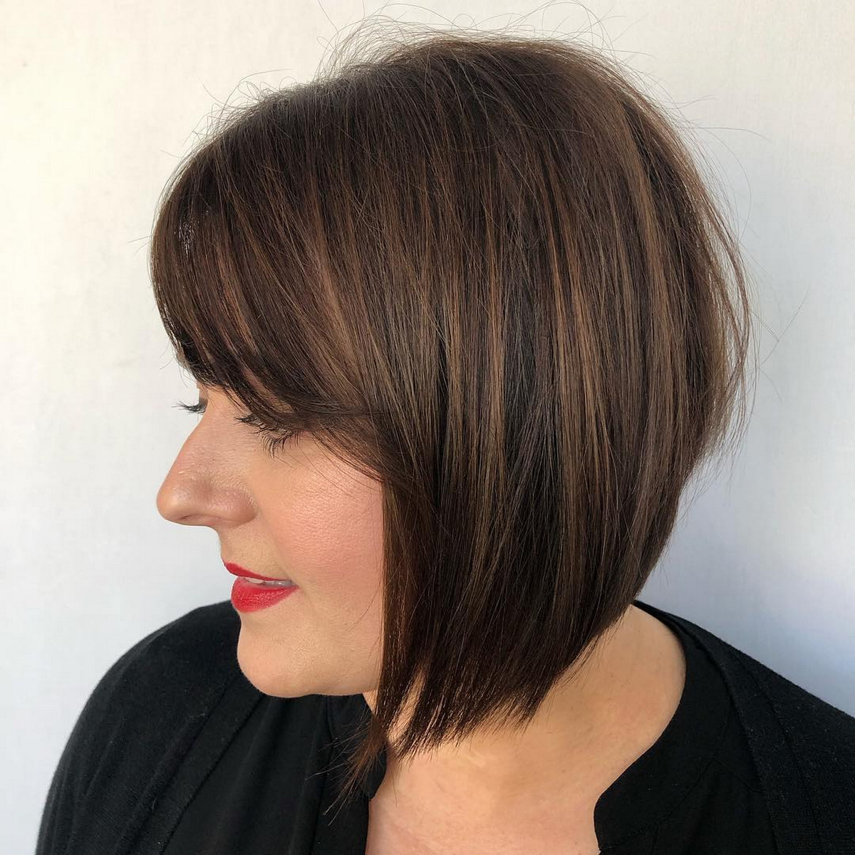 Long Side-Swept Bangs + Angled Bob