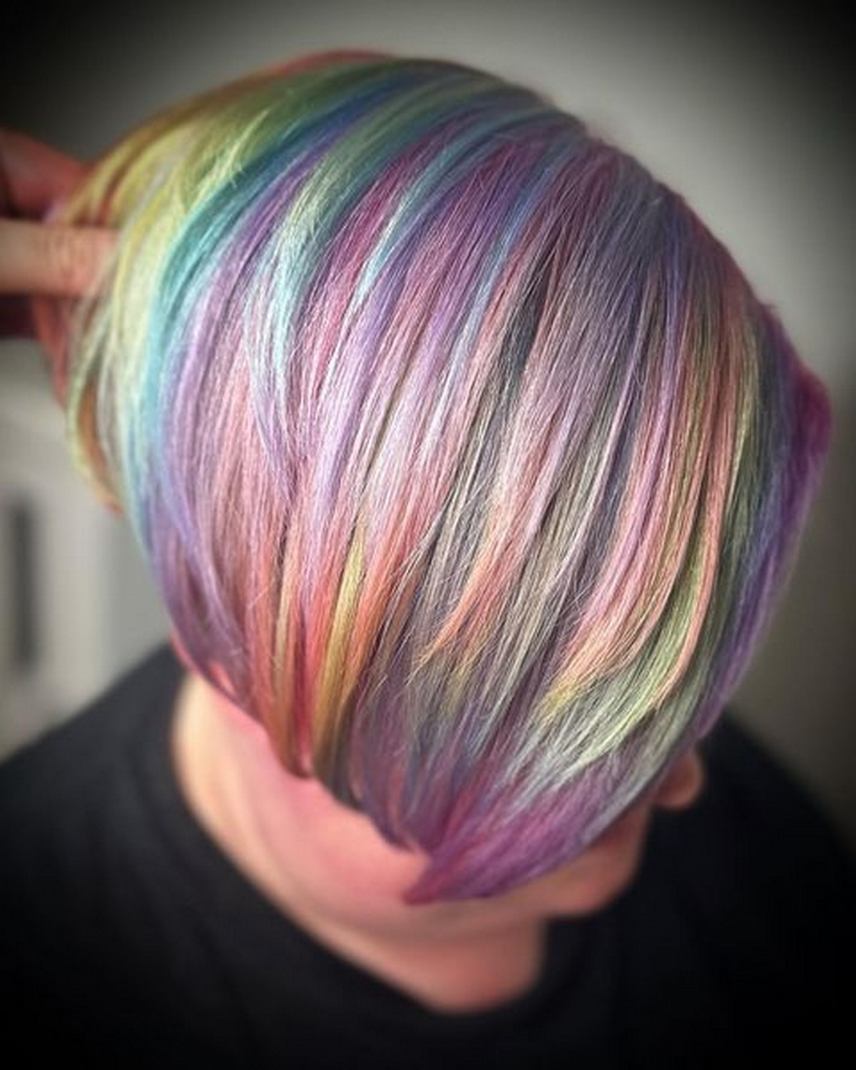 Rainbow Highlights On Short Hair