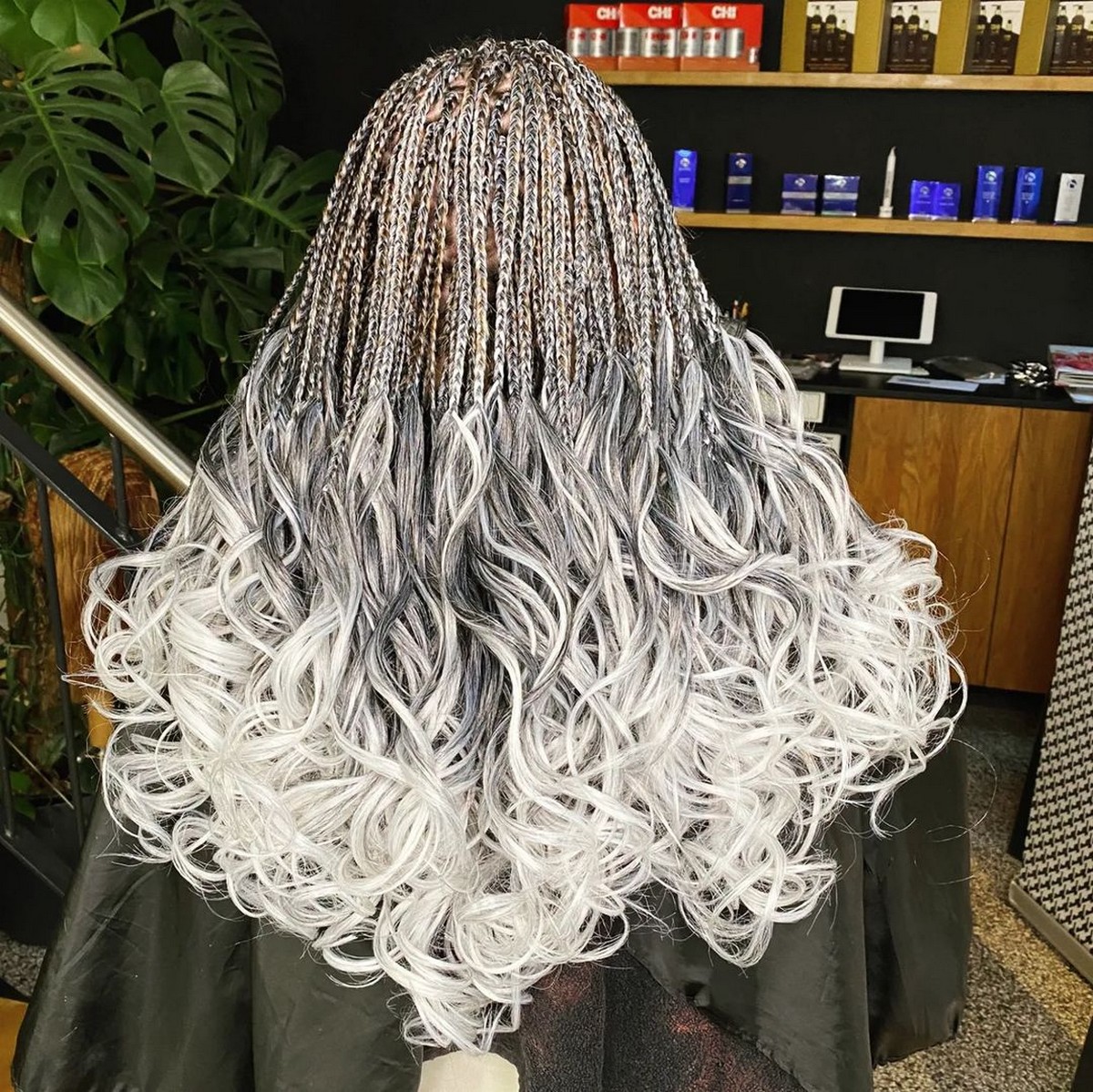 Silver and White Open Braids