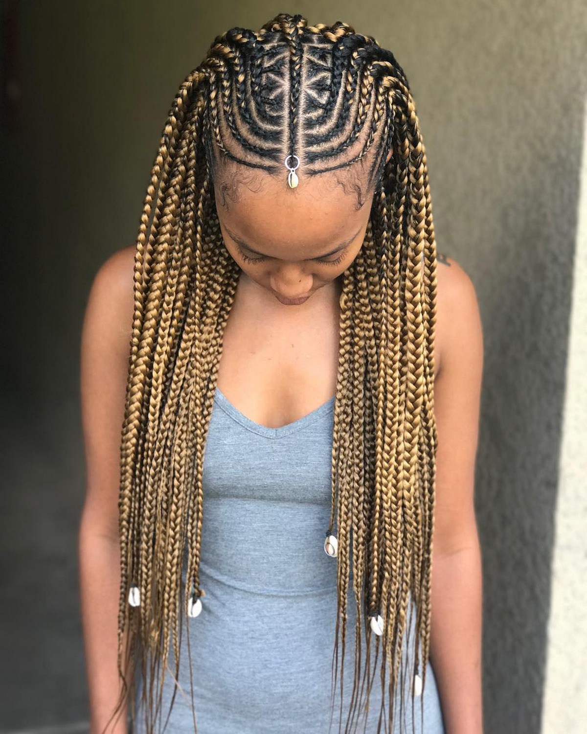 Artistic Fulani Braid Crown With Shell Adornments