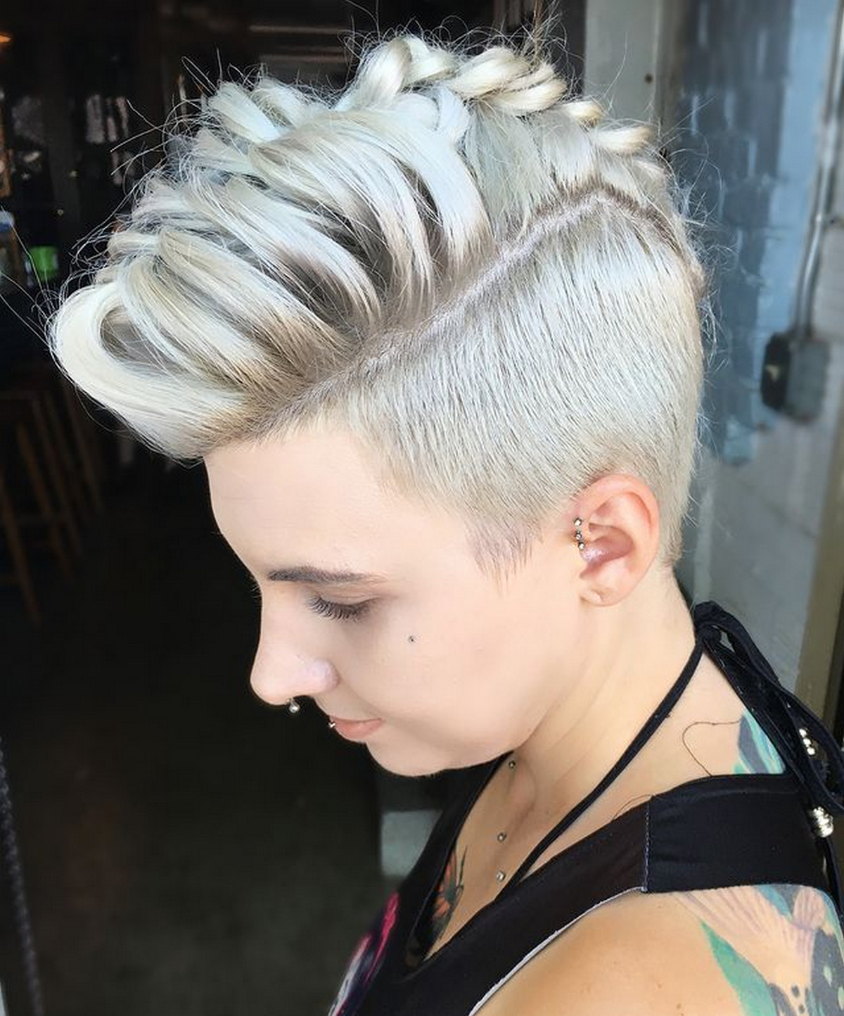 French Braid Mohawk With Shaved Sides