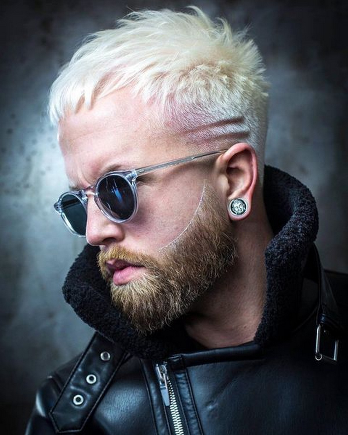 White Low Taper Fade Undercut With Blonde Beard