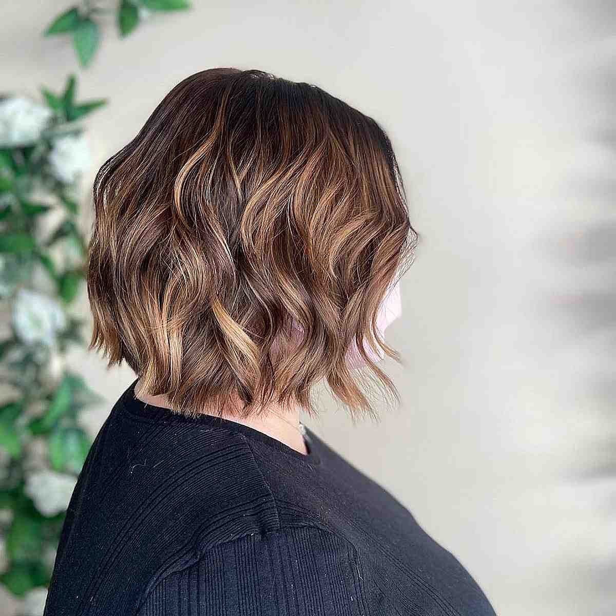 Caramel Blonde Balayage On Short Hair