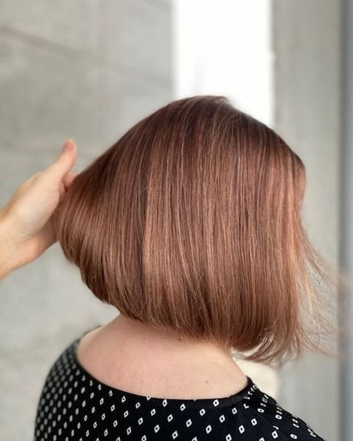 Curled Under Sleek Brown Bob