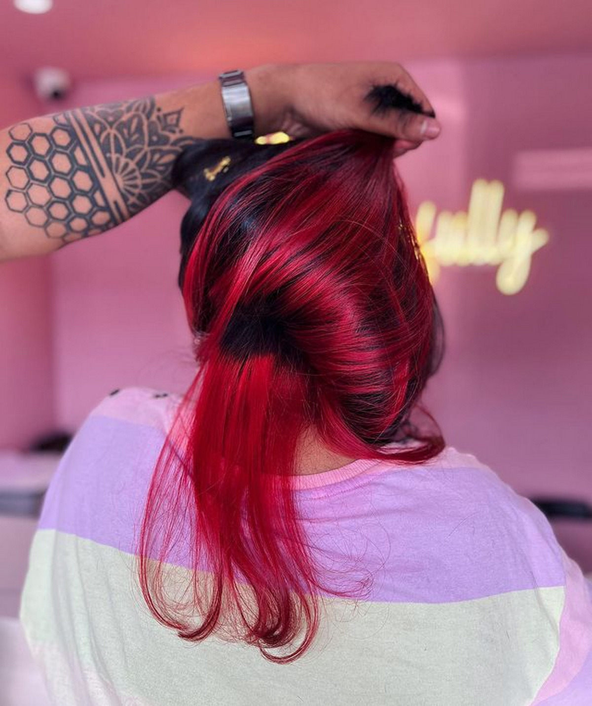Bright Red Underneath Hair Color 