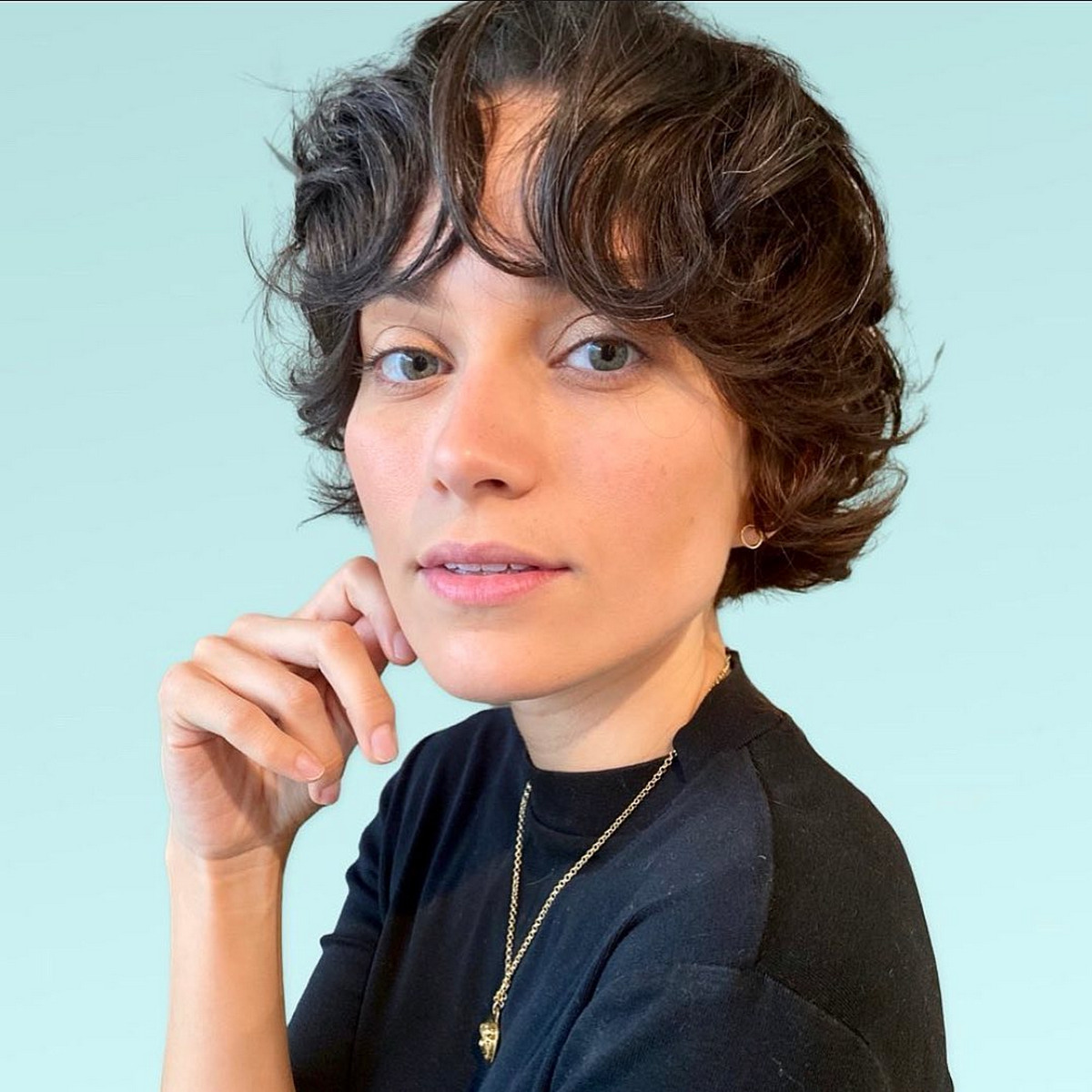 Ear-Length Pixie Cut For Curly Hair