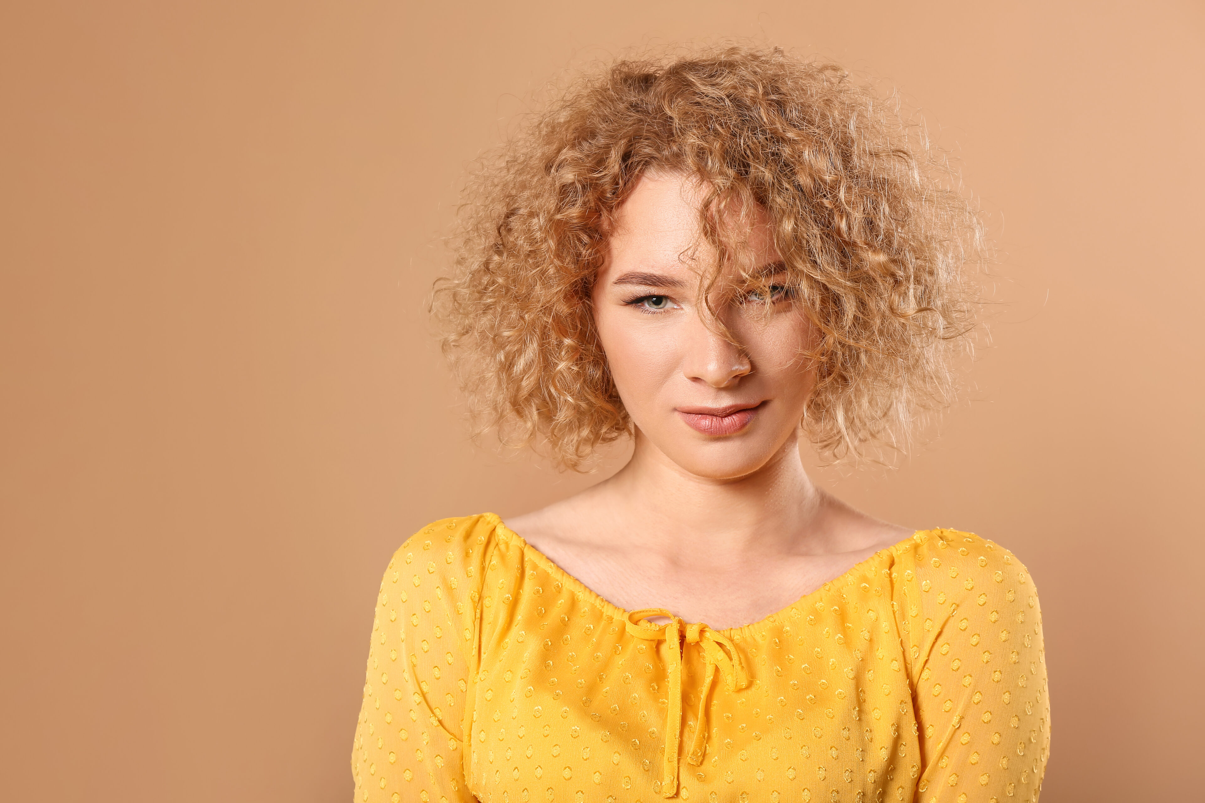 Blonde Corkscrew Curly Short Hair