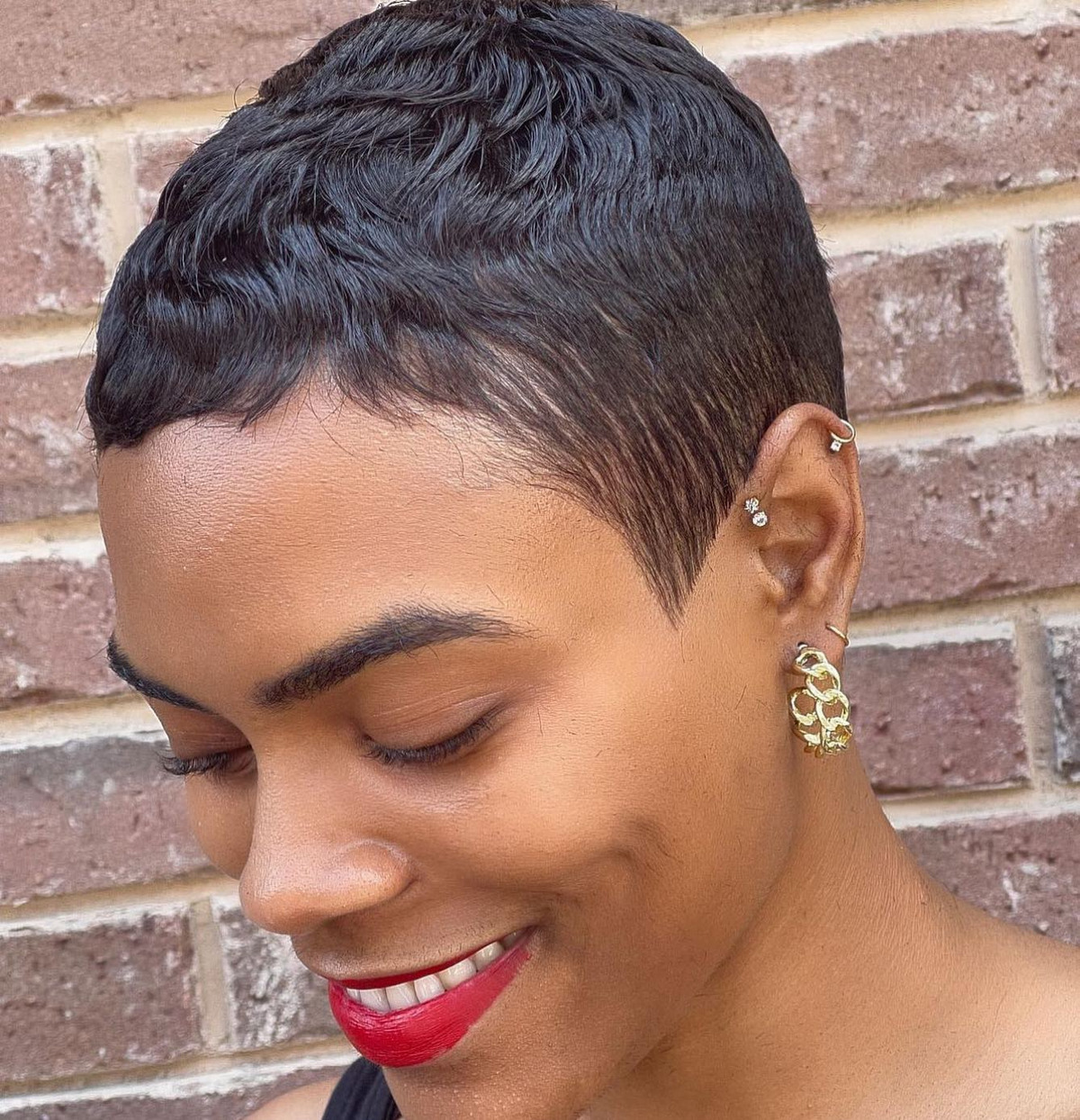 Layer Pixie Cut With Very Short Bangs