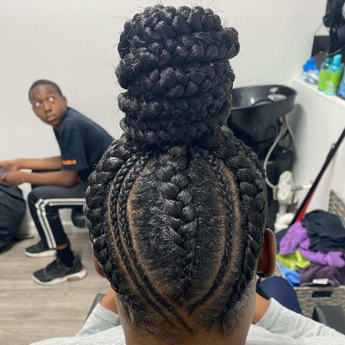 Feed-In Braids High Bun