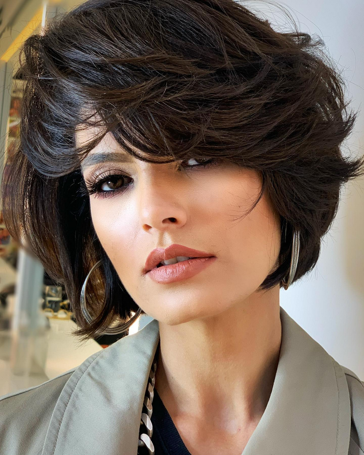 Layered Bob With Side Swept Bangs