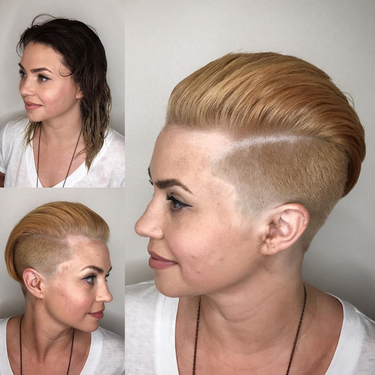 Slicked-Back Blonde Undercut