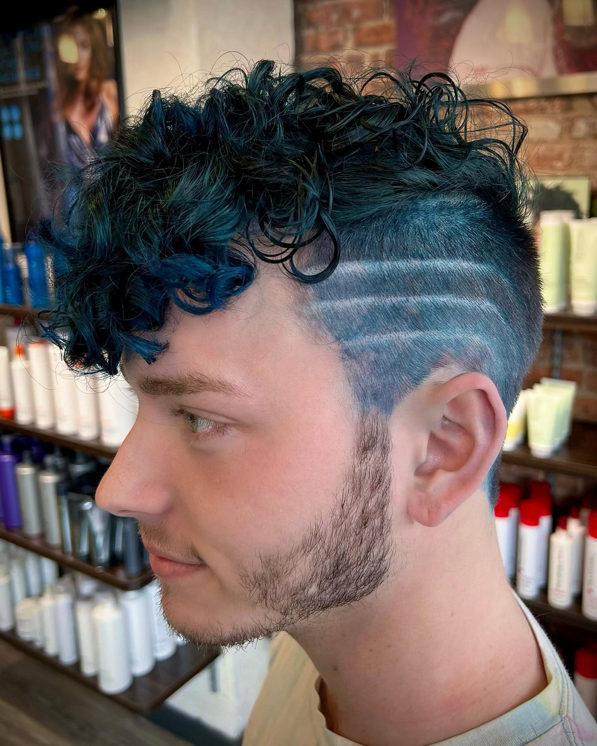 Deep Sea with Curly Top Fade Taper