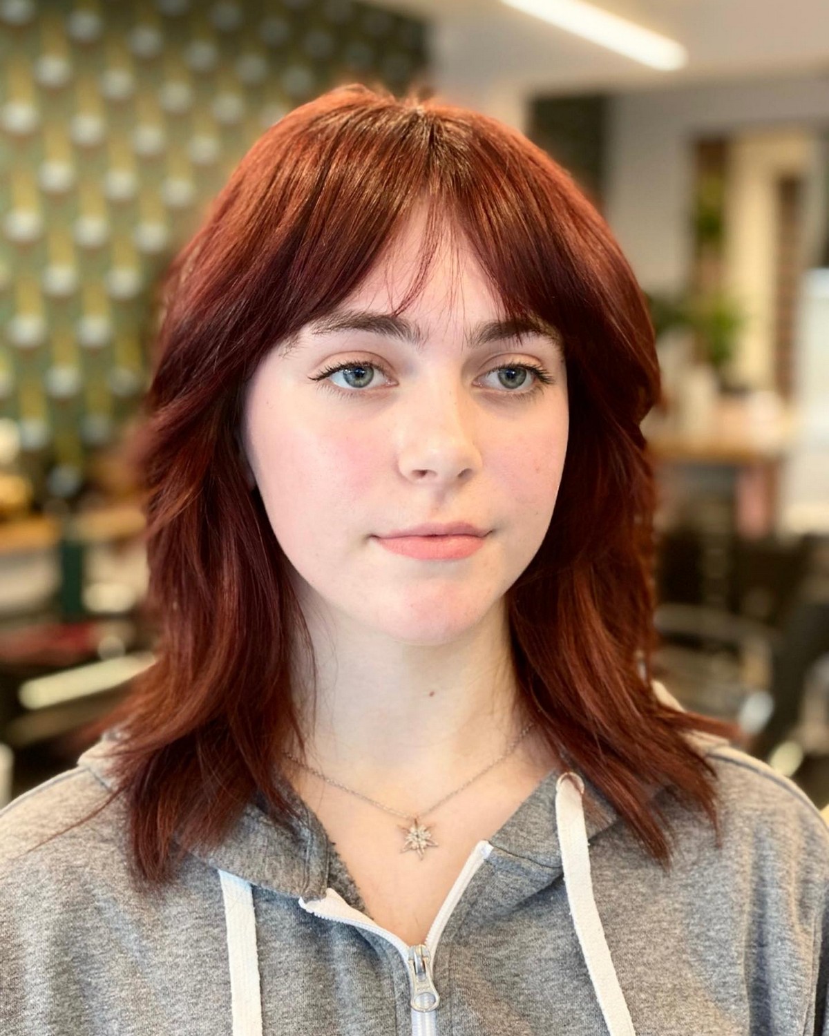 Ginger Shaggy Hair With Curtain Side Bangs