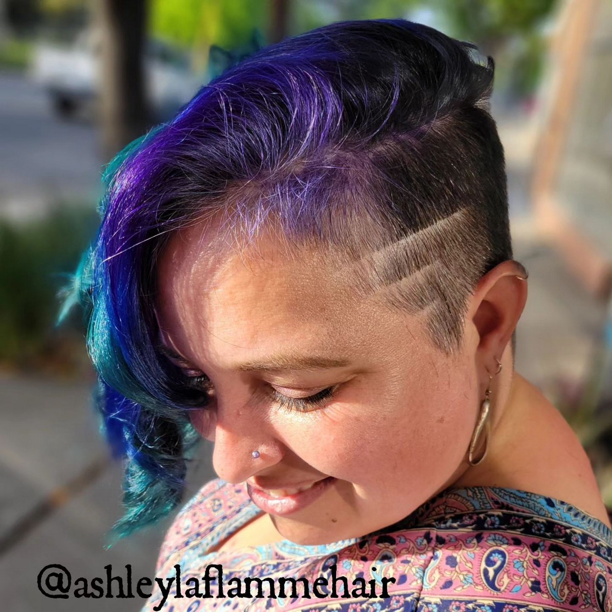 Purple Side Part With Zero Fade