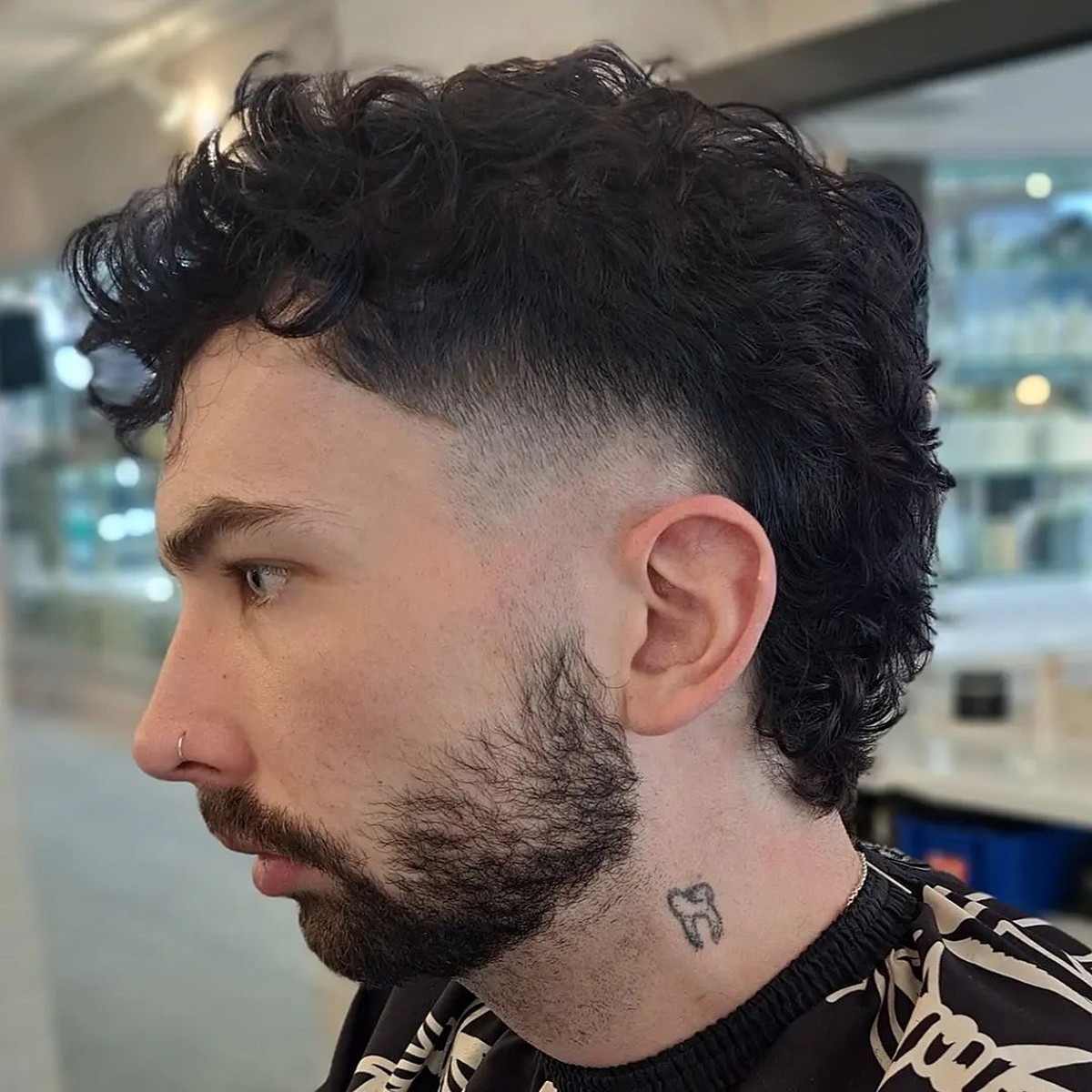 Curly Mullet With Zero Fade