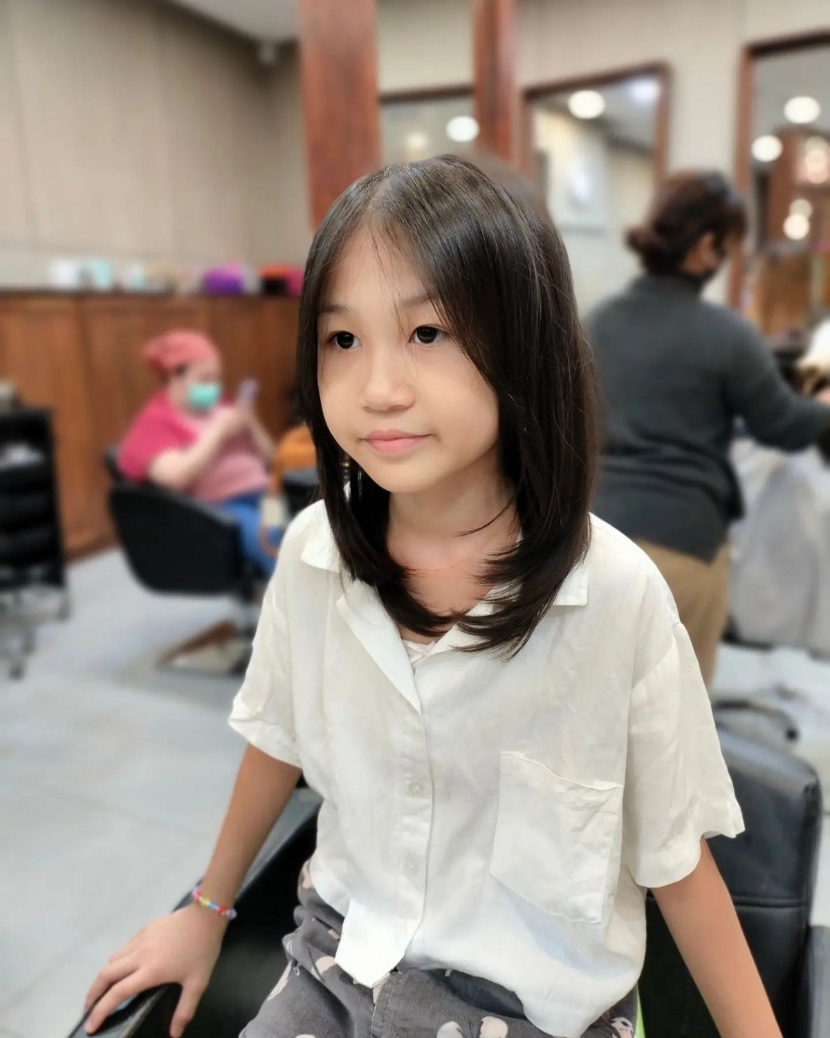 Long Straight, Thin Bob With Side-Swept Bangs