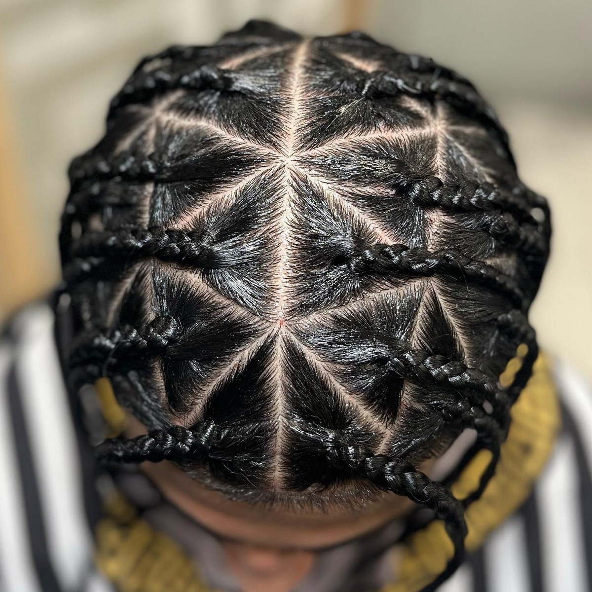 Medium Box Braids With Triangle Parts 