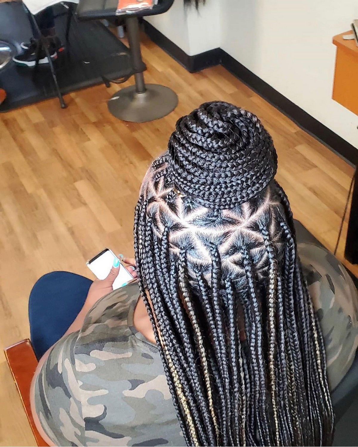 Medium Box Braids With Diamond Parts