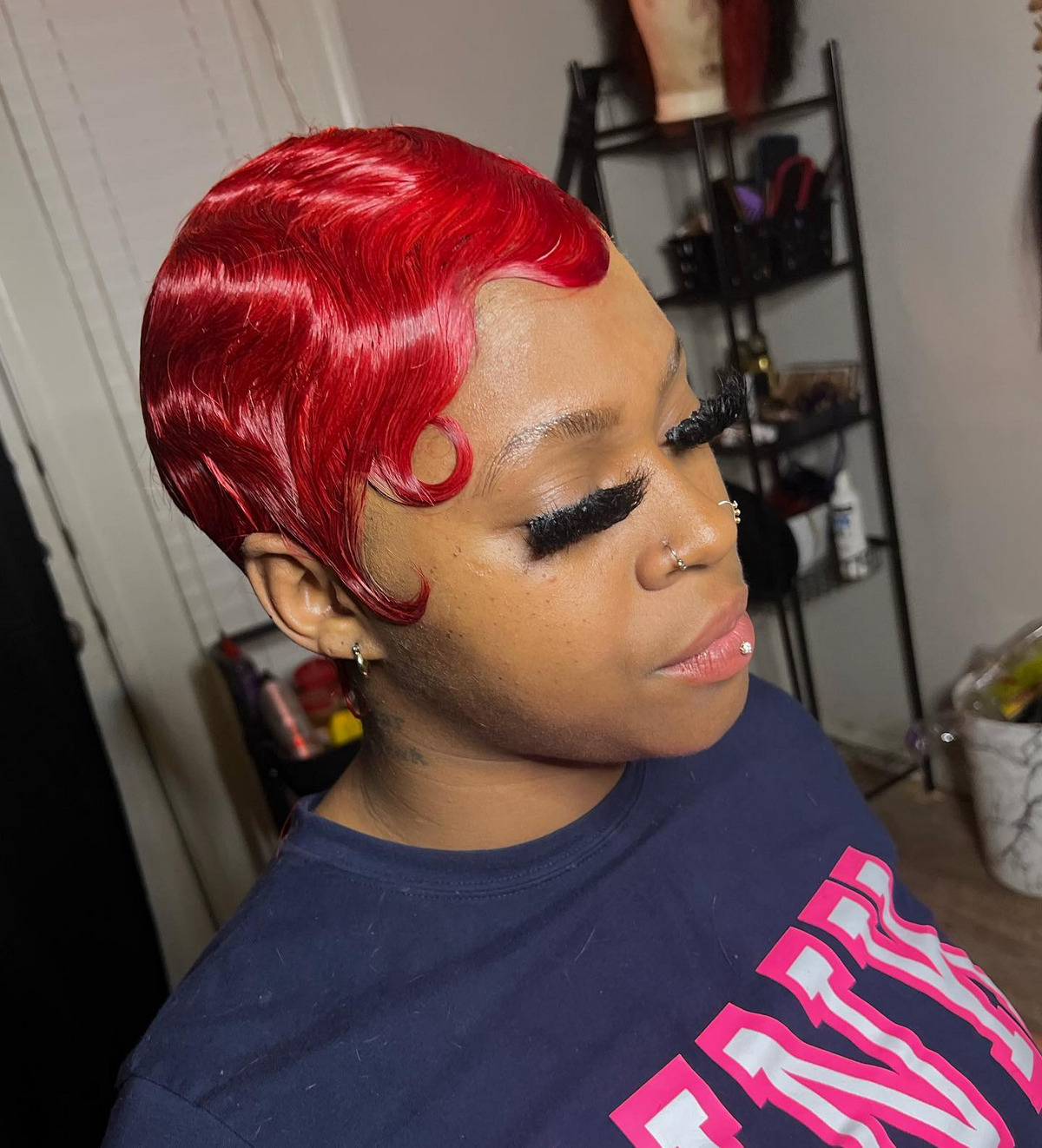 Red Curls Finger Waves