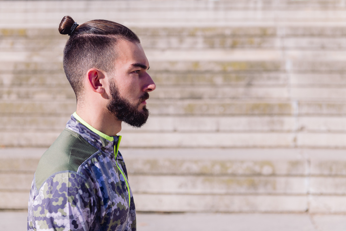 Undercut Man Bun Taper Fade