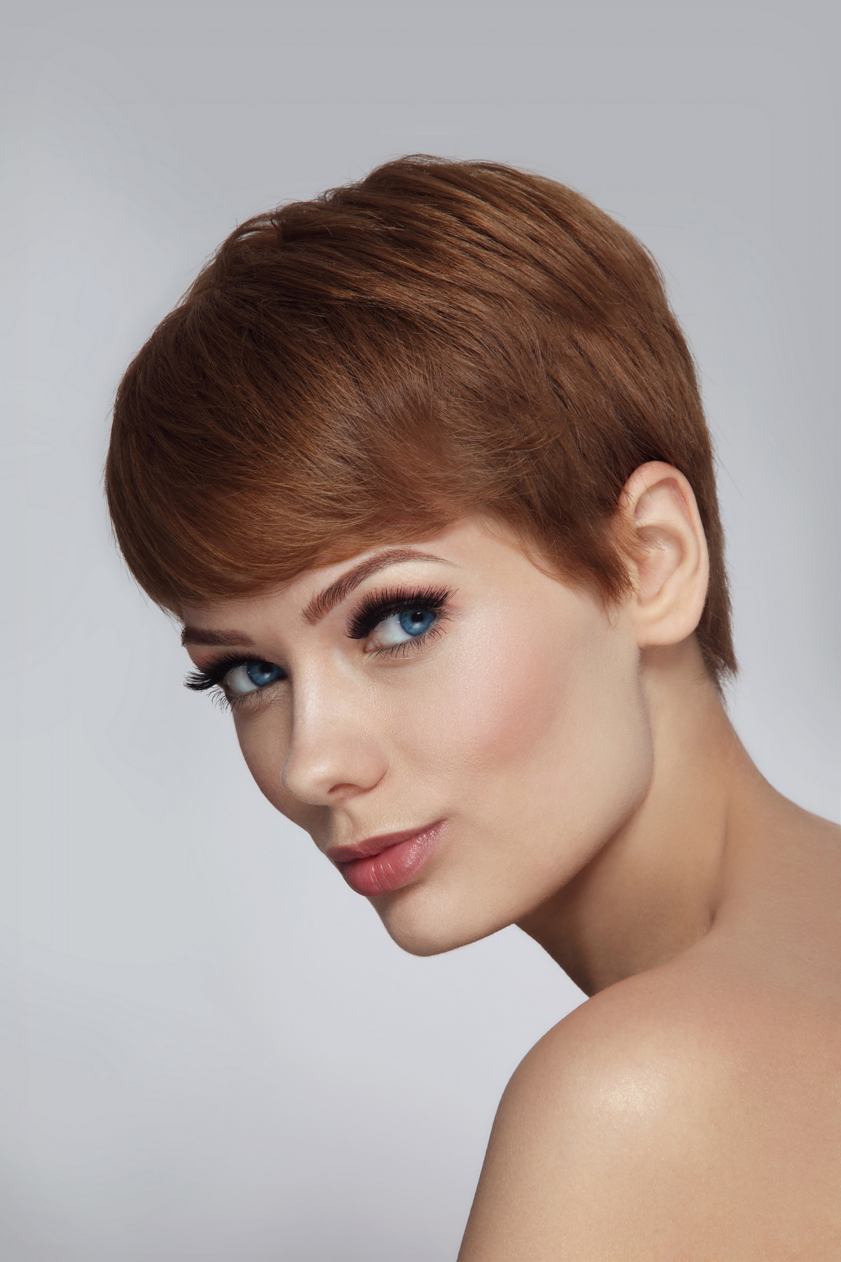 Chestnut Brown Pixie Cut With Choppy Bangs