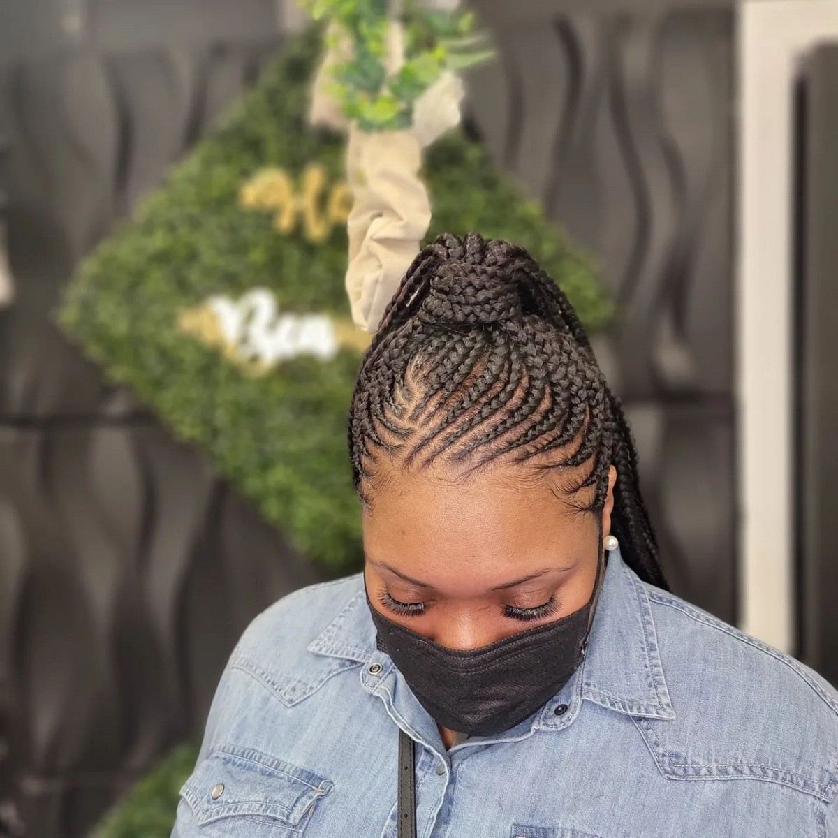 Medium Box Braids With A Ponytail 