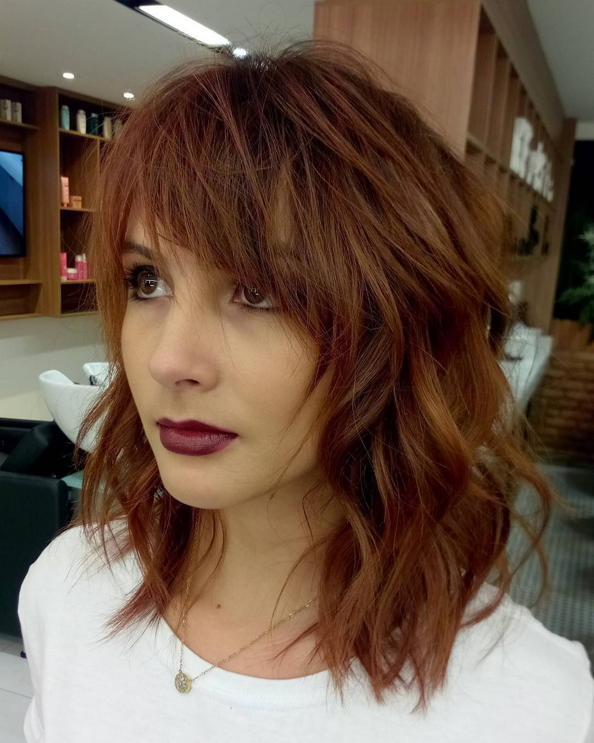 Tousled Lob With Messy Bangs