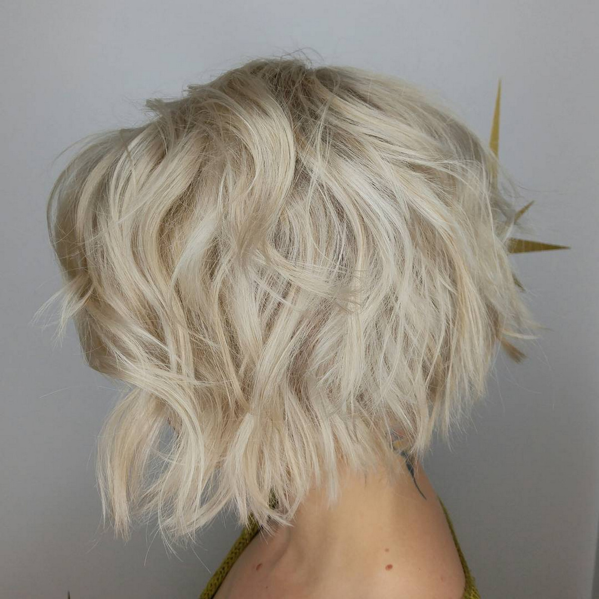 Short Shaggy White Blonde Bob