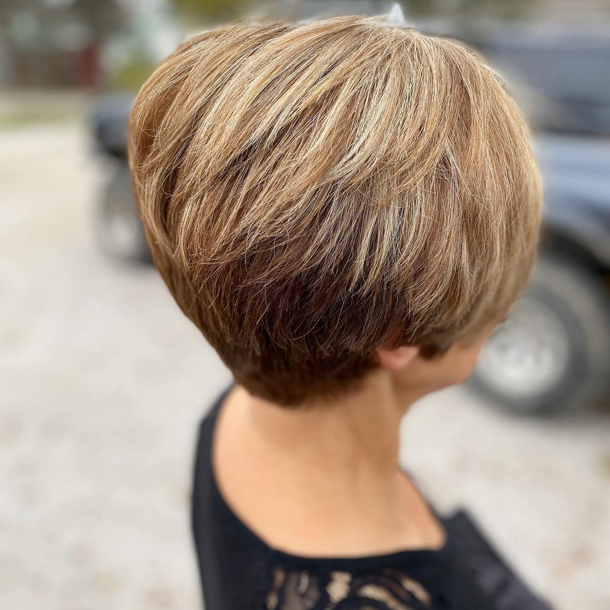 Tapered Pixie Bob With Ash Blonde Highlights 