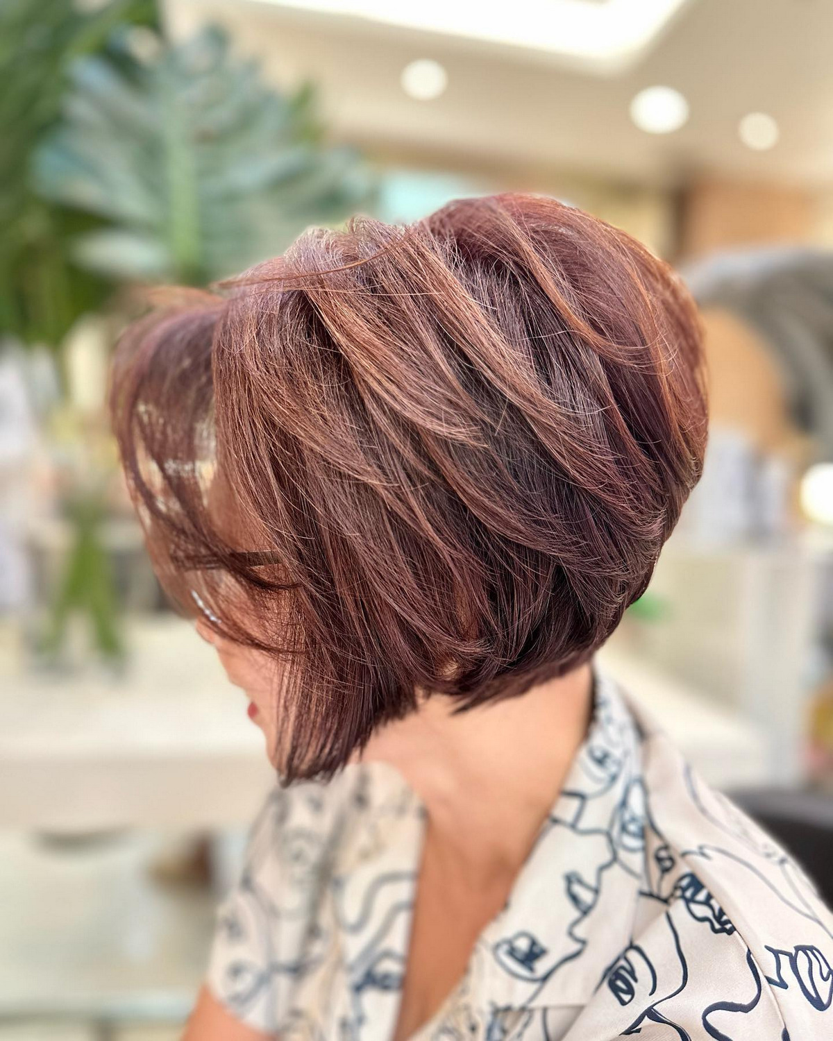 Brown Angled Long Bob With Messy Bangs