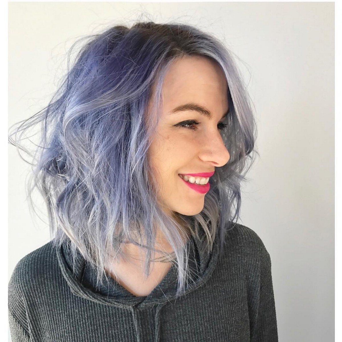 Gray Bob With Dusty Violet